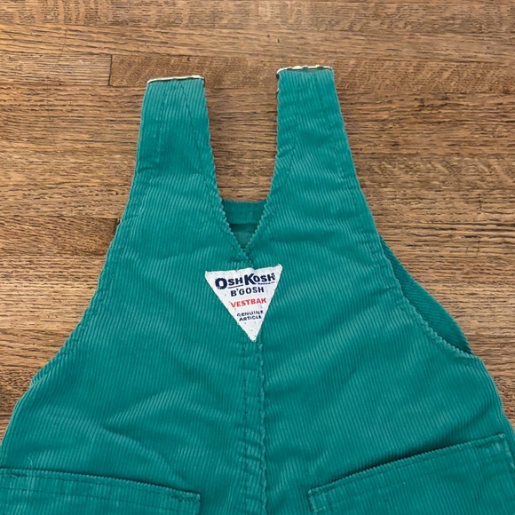 Vintage OshKosh B'gosh Kids Green Corduroy Overalls Sz 6/9 Months - Picture 6 of 10